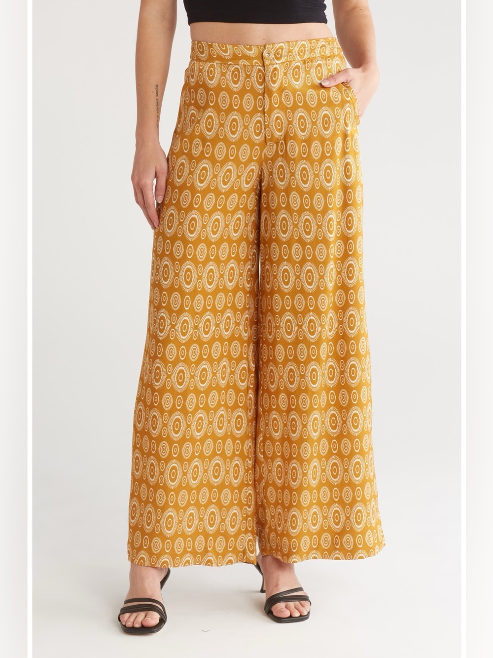 Philosophy scarf print wide leg pants lightweight size 6 NWT